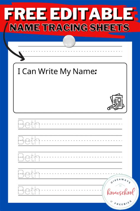 Free Editable Name Tracing Sheets for Beginning Writers