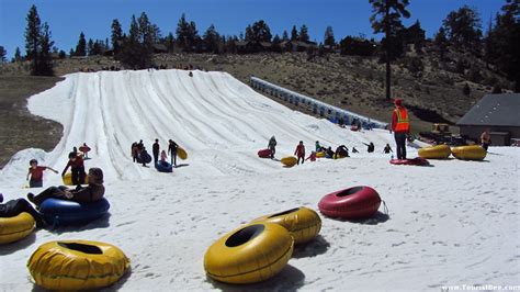 Big Bear, California - Inner tubes at the bottom of the small slope at ...