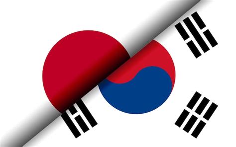 Premium Photo | Flags of the japan and south korea divided diagonally