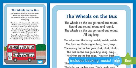 Nursery Rhymes Wheels on the Bus Printable Display Poster