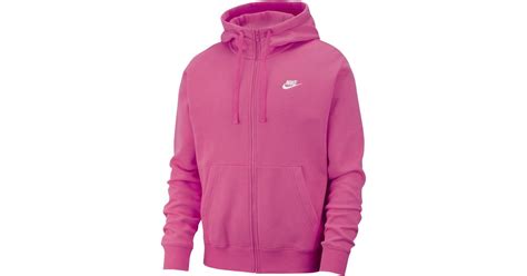 Nike Fleece Club Full-zip Hoodie in Pink for Men - Lyst