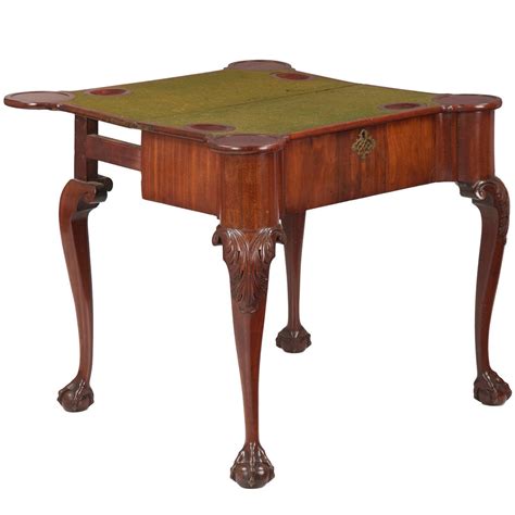 English George II Mahogany Ball and Claw Antique Game Table, 18th ...