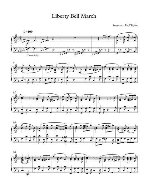 The Liberty Bell March (arr. Paul Taylor) by Sousa Sheet Music for Piano Solo at Sheet Music Direct