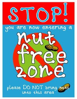 Nut Free / Peanut Free Zone Sign by Lanni | TPT