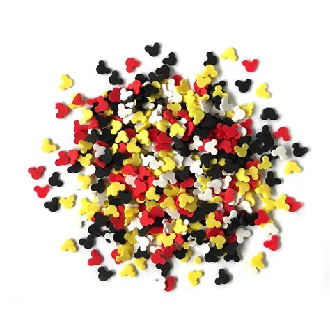 Yellow, Red, Black & White Mouse Ear Shaped Polymer Clay Embellishments ...