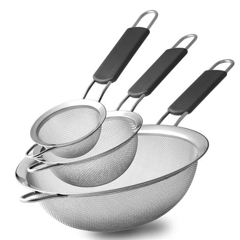 Stainless Steel Fine Mesh Strainers, Set Of Sizes Strainer For Kitchen ...