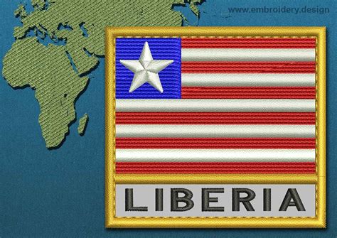 Design embroidery Flag of Liberia with Text Caption and Gold Trim by ...