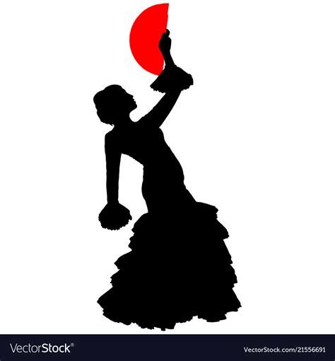 Flamenco dancer with a red fan Royalty Free Vector Image