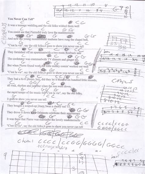 You Never Can Tell (Chuck Berry) Guitar Chord Chart | Music chords, Guitar chord chart, Guitar songs