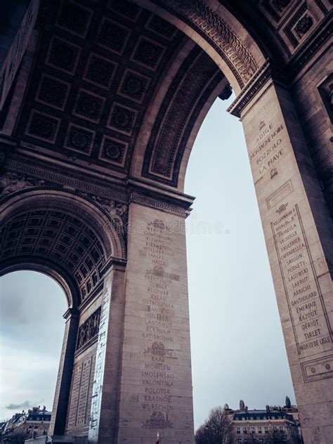 Low Angle Vertical Shot of the Inside of the Arc De Triomphe Stock ...