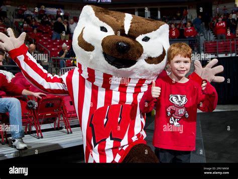 Wisconsin Badgers mascot Bucky Badger poses with Spencer Stluka during ...