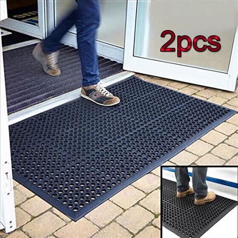 Zimtown 2pcs Rubber Entrance Doormat Floor Mat 60" x 35" Entrance Rug Indoor/Outdoor Door mat ...