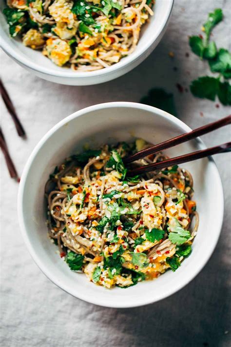 Chopped Chicken Sesame Noodle Bowls Recipe - Pinch of Yum