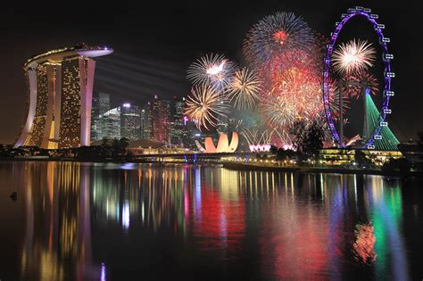 Desktop Wallpapers Singapore Fireworks Marina Bay Sands Ferris wheel