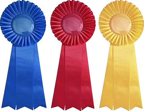 First, Second, and Third Place Prize Ribbon Set - 3 pieces - 13" Long - Award Rosettes - USA ...