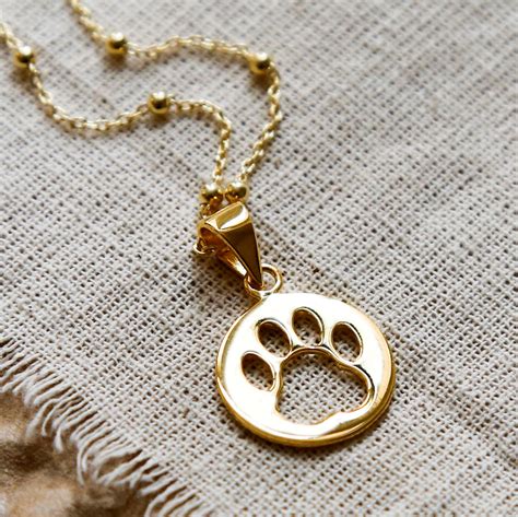 Gold Plated Paw Print Necklace – Martha Jackson Jewellery