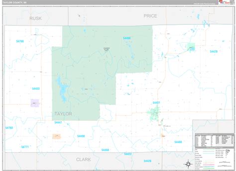 Taylor County, WI Wall Map Premium Style by MarketMAPS - MapSales