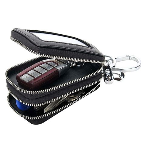 Weave-Pattern-Double-Zipper-Car-Key-Holder-Wallets-Case-Genuine-Leather-Card-Holder-Housekeeper ...