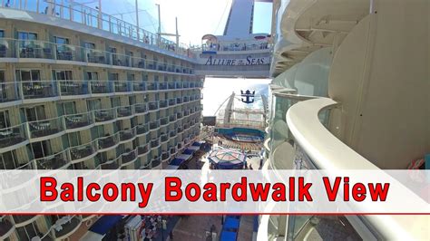 Balcony view over the Boardwalk on the Royal Caribbean Allure of the Seas - YouTube