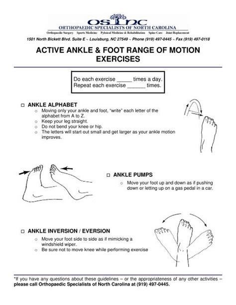 ACTIVE ANKLE & FOOT RANGE OF MOTION EXERCISES