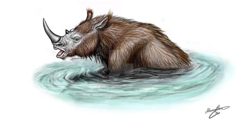 Woolly rhinoceros, a teenager in Lake by MALvit on DeviantArt