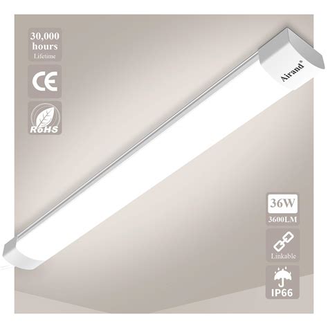 Buy Airand Linkable LED Tube Light Batten Light 4FT 36W 3600LM Ceiling Light for Garage Office ...