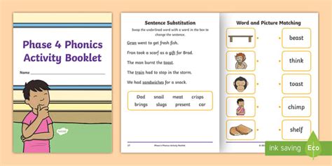 * NEW * Phase 4 Phonics Activity Booklet - Phase Four, Letters and Sounds