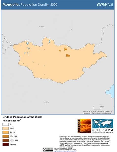 Mongolia: Population Density, 2000 | SEDACMaps | Flickr