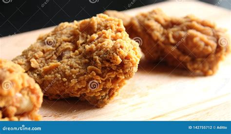 Fried Chicken - close up stock photo. Image of lunch - 142755712