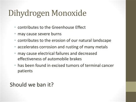 PPT - Dihydrogen Monoxide PowerPoint Presentation, free download - ID ...