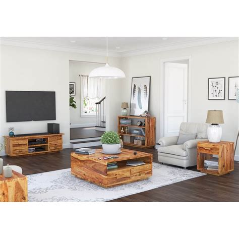 Delaware Rustic Solid Wood 5 Piece Living Room Set