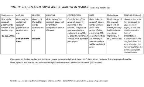 Literature review Table. how to write a research paper's review.