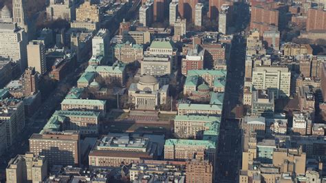 5K stock footage aerial video approach Low Memorial Library on the Columbia University campus in ...