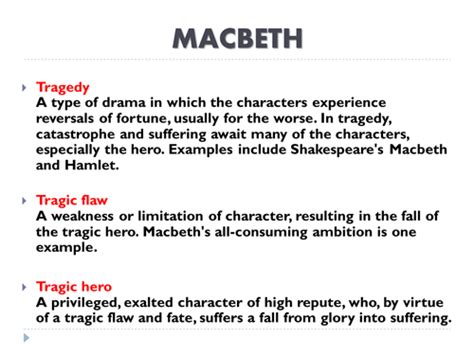 KS3 English Shakespeare Macbeth - Definition of Tragedy, Tragic Flaw, Tragic Hero | Teaching ...