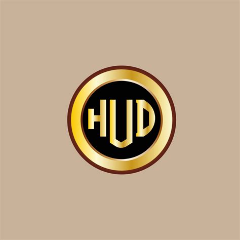 creative HUD letter logo design with golden circle 13528050 Vector Art at Vecteezy