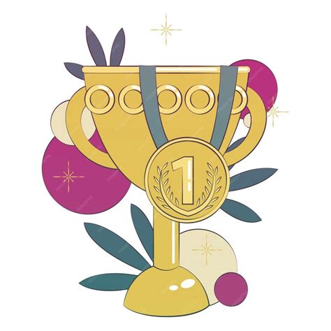 Premium Vector | A gold trophy with a gold medal on it