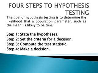 Four steps to hypothesis testing | PPT