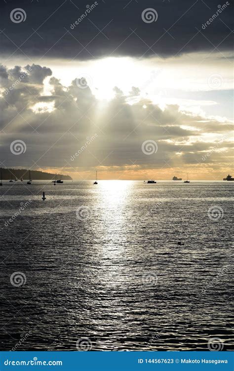 The Beautiful Sunset at the English Bay Vancouver. Stock Image - Image of horizon, cloudscape ...