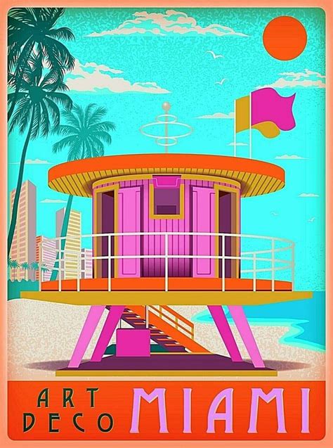 Art Deco Miami Beach Florida Sunny Day Retro Travel Wall Decor Art Poster Print | eBay | Miami ...