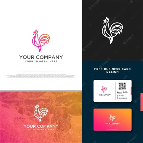 Premium Vector | Rooster Chicken Logo with Free Business Card Design