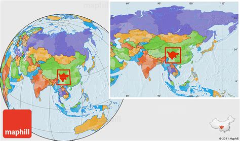 Political Location Map of Sichuan, within the entire country