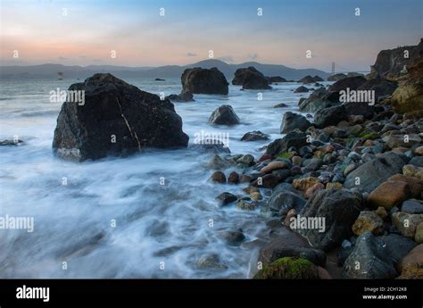 Beautiful sunset seascape on beach in San Francisco Stock Photo - Alamy