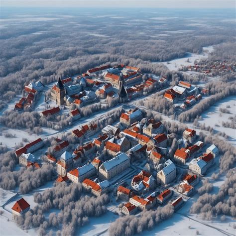 Premium AI Image | Aerial winter sunny frozen day view of snowy Vilnius ...