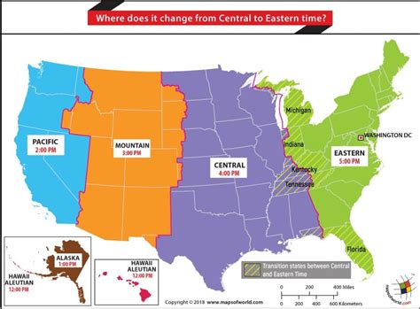 Where does it change from Central to Eastern time? - Answers