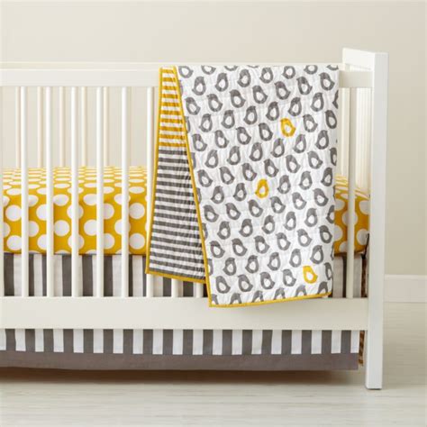 Baby Crib Bedding: Baby Grey & Yellow Patterned Crib Bedding | Crate and Barrel