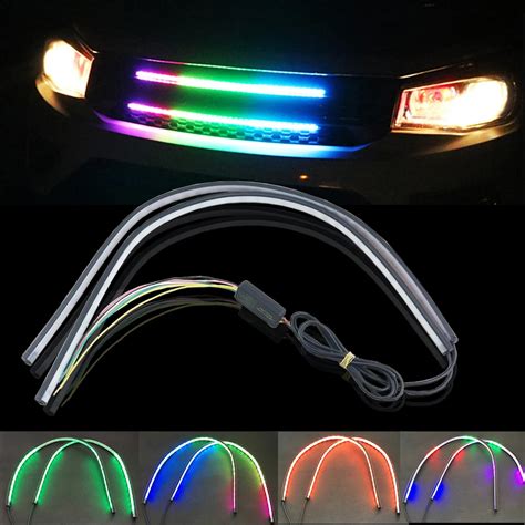 RGB Car LED Knight Rider Switchback Flowing Turn Signal Lamp 2x 60cm Light Strip led car styling ...