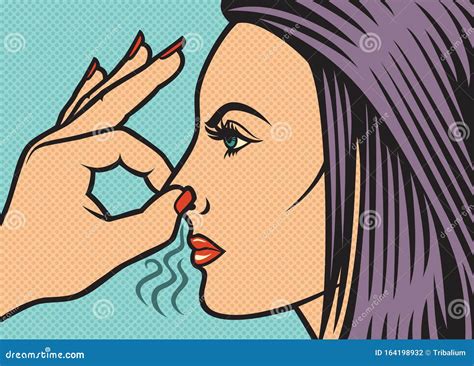 Woman Holding Her Nose because of a Bad Smell Illustration in Pop Art ...