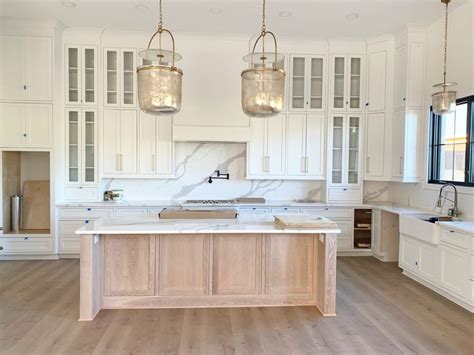 Custom cabinets with white oak island | Home kitchens, Lake house ...