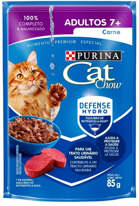 Ração Umida Sache Nestle Purina Cat Chow para Gatos 7+ Carne ao Molho 85 Gr - Aupetmia Petshop