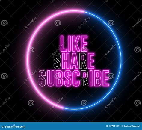 Text of `LIKE, SHARE, SUBSCRIBE` Inside Neon Colorful Circle. Social ...